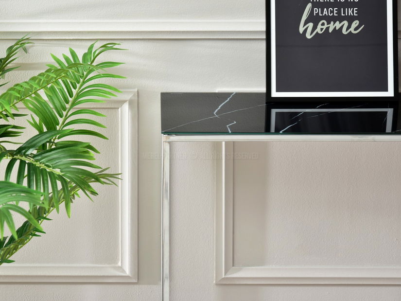 Konzolový stolek Bella Kons (černý mramor + chromová)