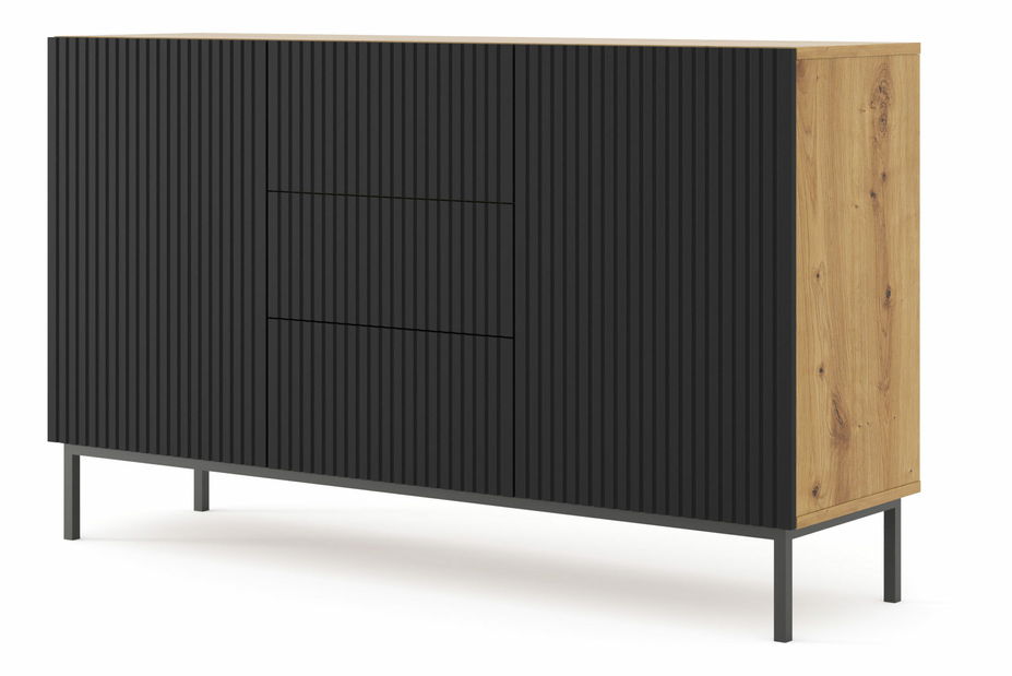 Komoda 2D3S 150 Rowanna (dub artisan + černá)