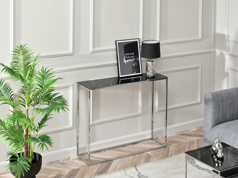 Konzolový stolek Bella Kons (černý mramor + chromová)