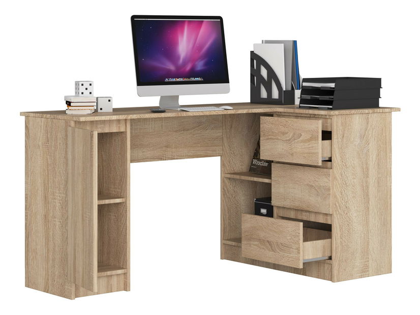 Rohový PC stolek Bevin (dub sonoma) (P)