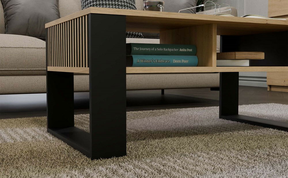 Konferenční stolek Maduro Slim 1 (dub artisan + černá)