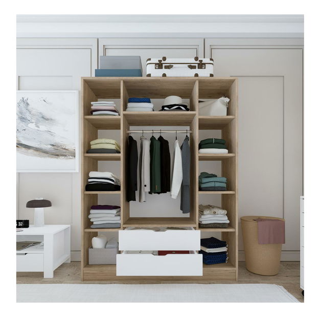 Šatní skříň Nisae 18 (světlá ořechová bílá)