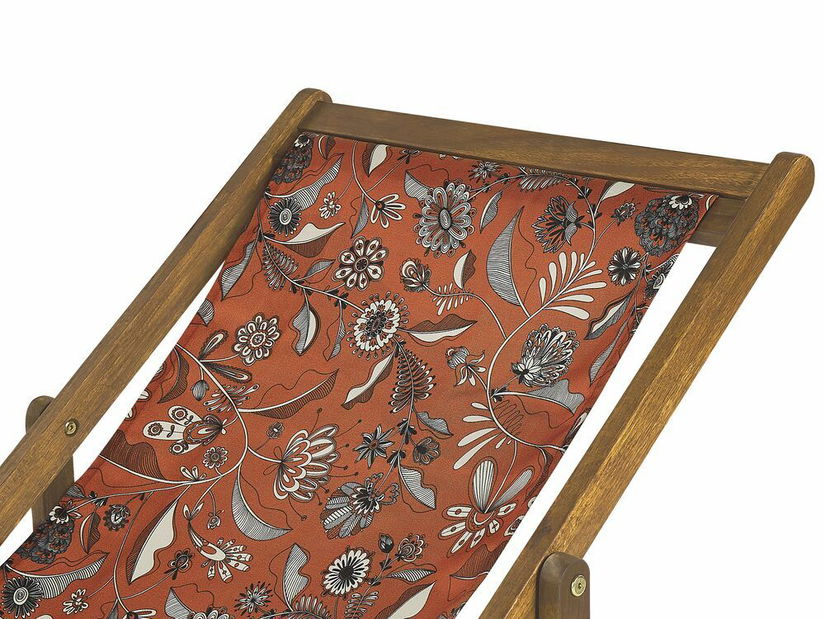 Set 2 ks zahradních lehátek s náhradními potahy Antio (světlé akáciové dřevo + červená)