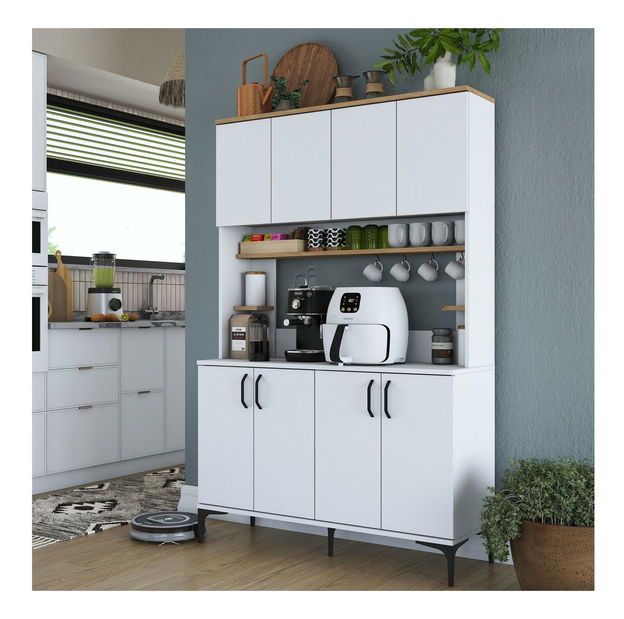 Policová skříň Jenaretta 176 (bílá + ořech)