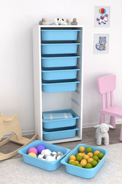 Organizér na hračky Dremonka 11 (modrá + bílá)