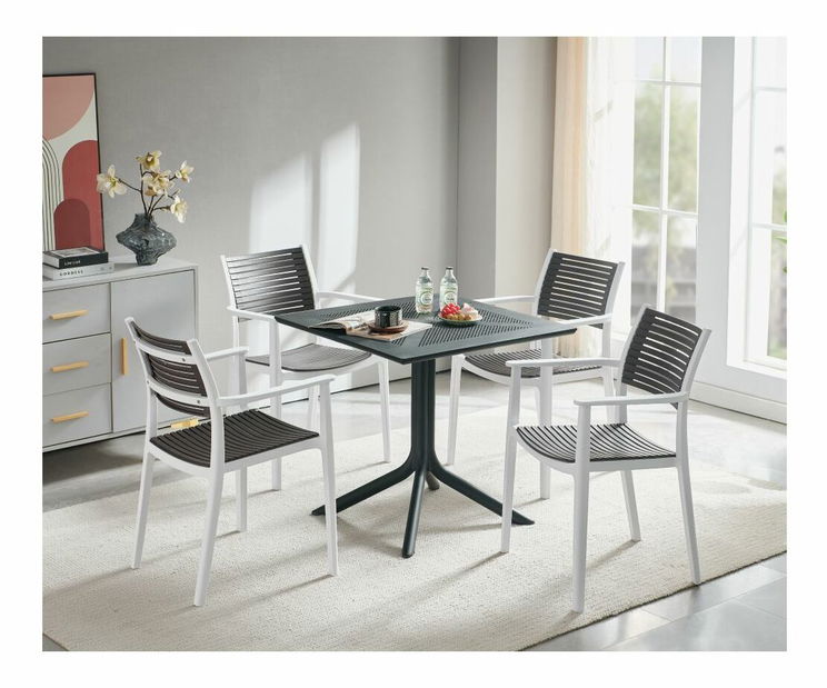 Jídelní židle HERMA (bílá + šedohnědá)