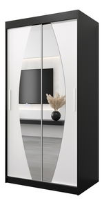 Šatní skříň 100 cm Eclipse (černá matná + bílá matná)