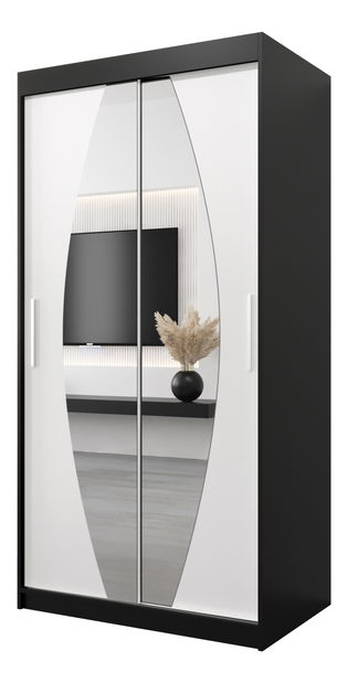 Šatní skříň 100 cm Eclipse (černá matná + bílá matná)