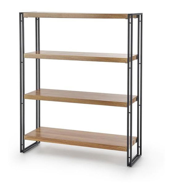 Regál Booker (přírodní dřevo + černá)