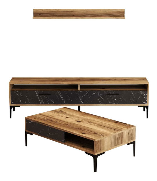 Sestava nábytku do obývacího pokoje Irma (ořech + černá)