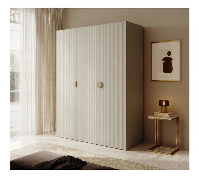 Šatní skříň Moonie VIII (šedobéžová + bílá)