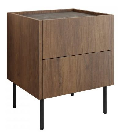 Noční stolek Anto l97 (ořech warmia + černý mramor)