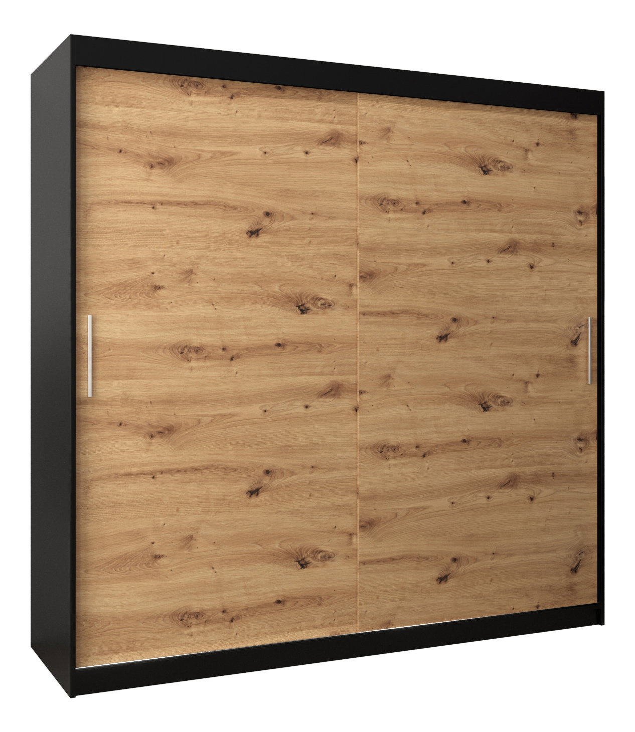 Šatní skříň 200 cm Toki (Černá matná + Dub artisan)