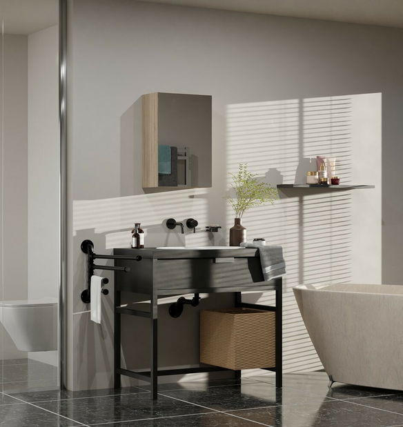 Závěsná koupelnová skříňka Perdieron 4 (dub sonoma) (se zrcadlem)