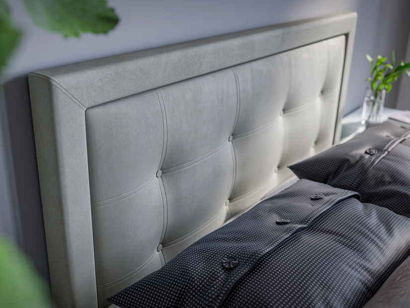 Manželská postel Boxspring 140 cm Hygga (světlomodrá) (s matrací a úl. prostorem)