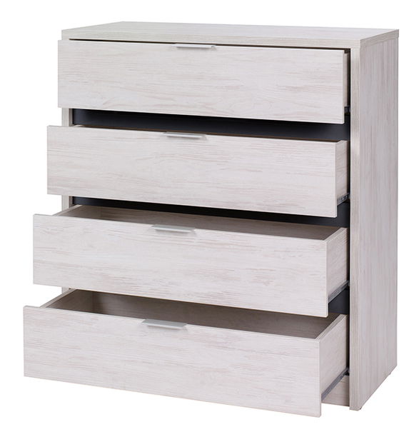 Komoda Desayuno K4SZ (dub bílý + lesk bílý)