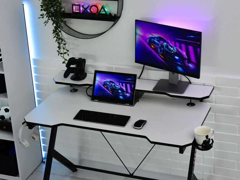 PC stolek Rolls (bílá + černá)