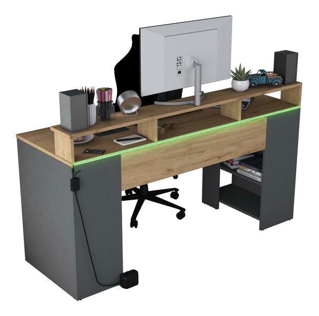 PC stolek Sikine 5 (ořech + antracit)