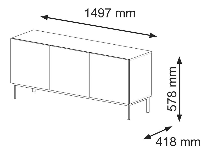 TV skříňka/stolek 3D 150 Rowanna (bílá + černá)