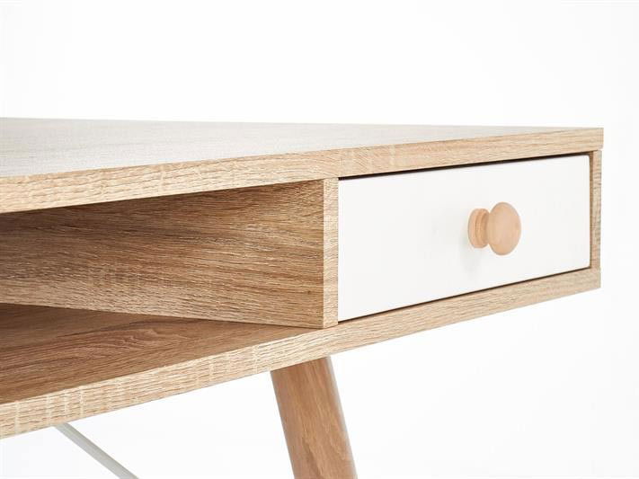 Psací stolek Bernie (světle dřevo + bílá)