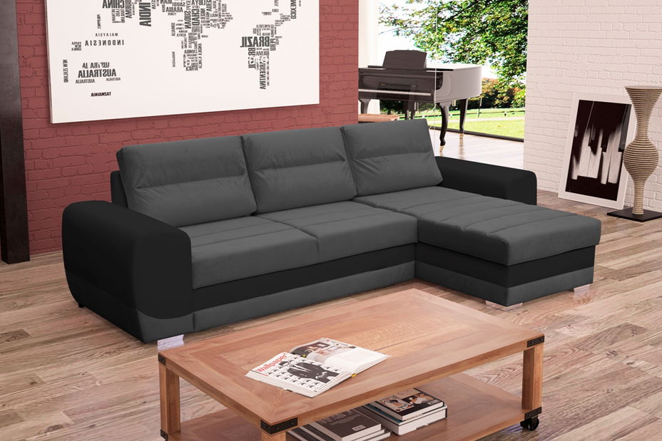 Rohová sedací souprava Kalan (šedá + černá) (P)