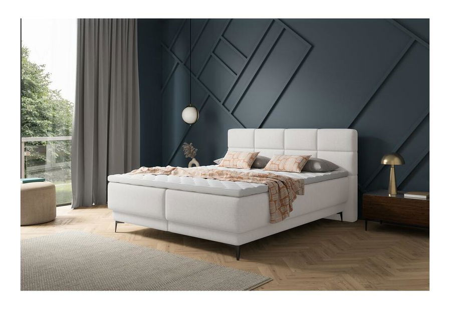 Manželská kontinentální postel 140 cm Riviera 140 (s roštem a matrací) (s úl. prostorem) (šedá + černá)