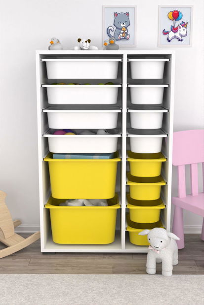 Organizér na hračky Dremonka 7 (bílá + žlutá)