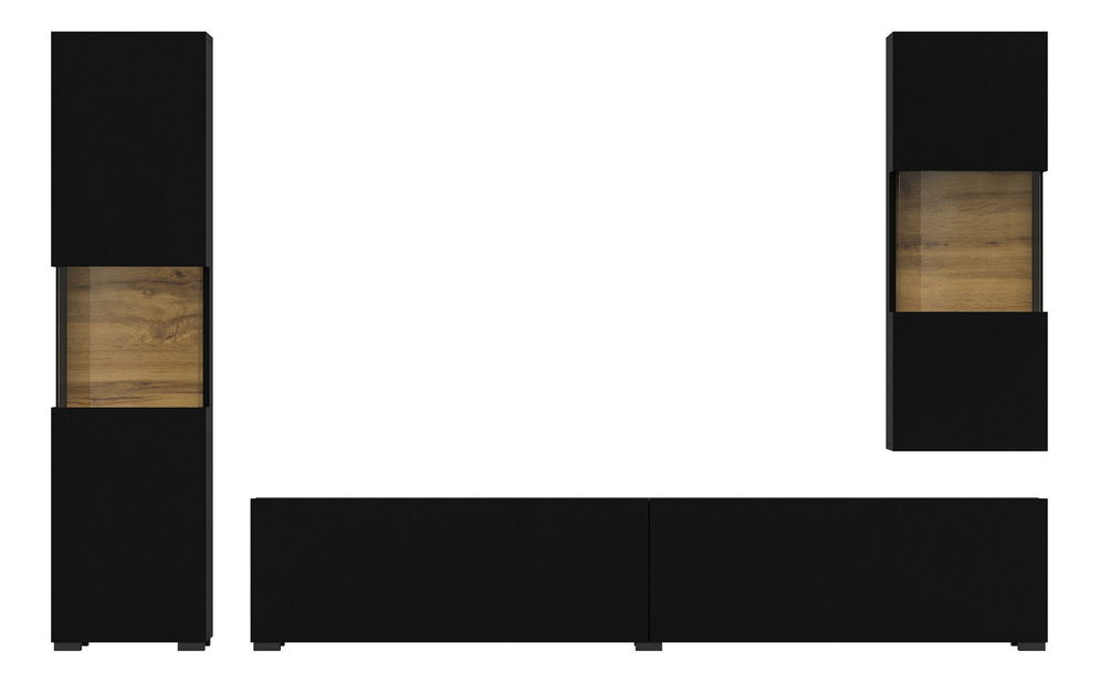 Obývací stěna Avernic Typ 10 (onyx černá + dub wotan)