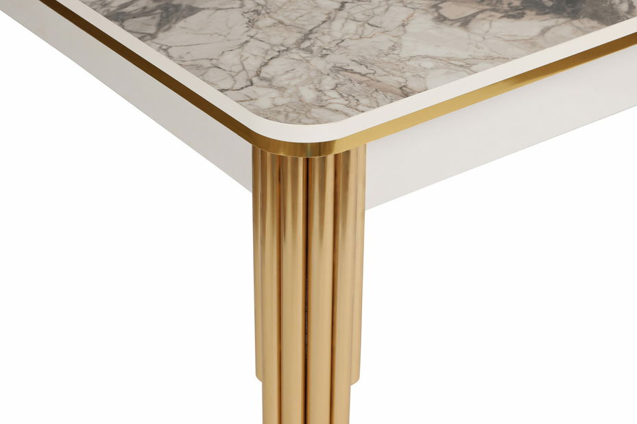 Rozkládací jídelní stůl (pro 6 osob) Diana (Zlatá + Bílá) *bazar