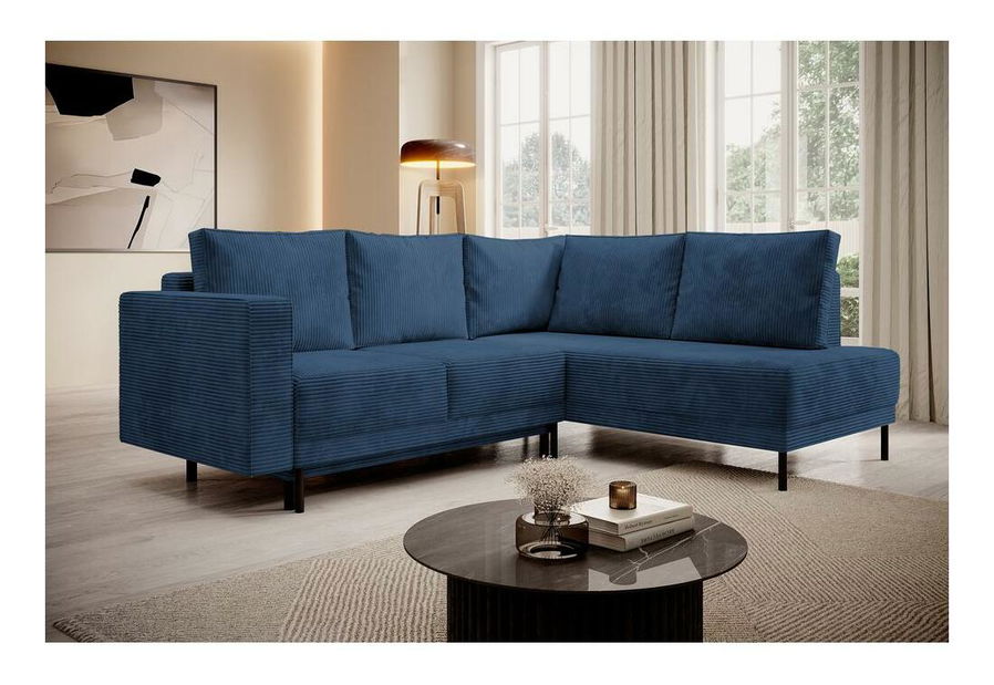 Rohová sedací souprava Rodriguez (P) (námořnická modrá + černá)