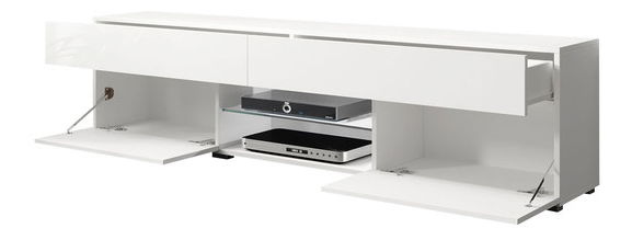 TV Skříňka Primrose (bílá + lesk bílý) (osvětlení LED bílé)