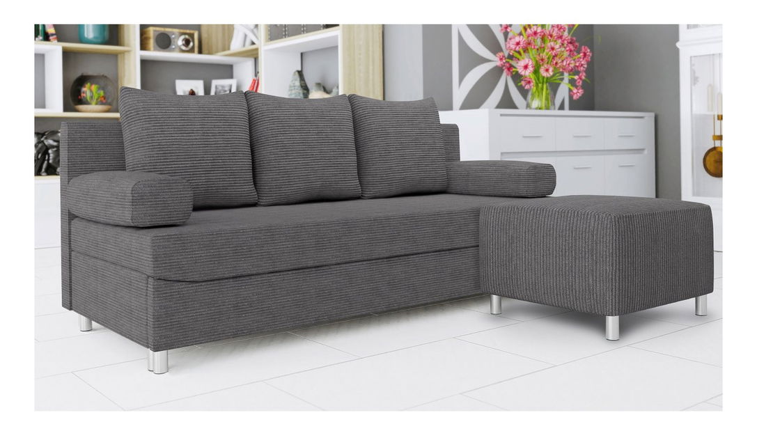 Pohovka s taburetem Dorien (šedá)