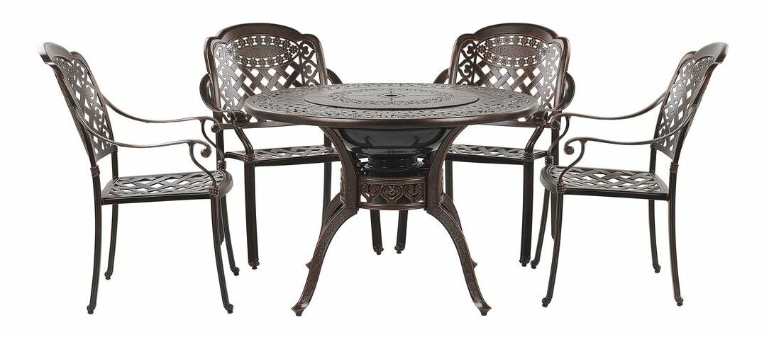 Zahradní set MENEF (s grilem) (tmavě hnědá) (pro 4 osoby)