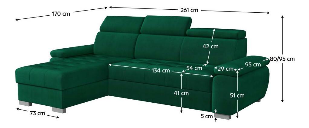 Rohová sedací souprava Sivaro (zelená) (L)