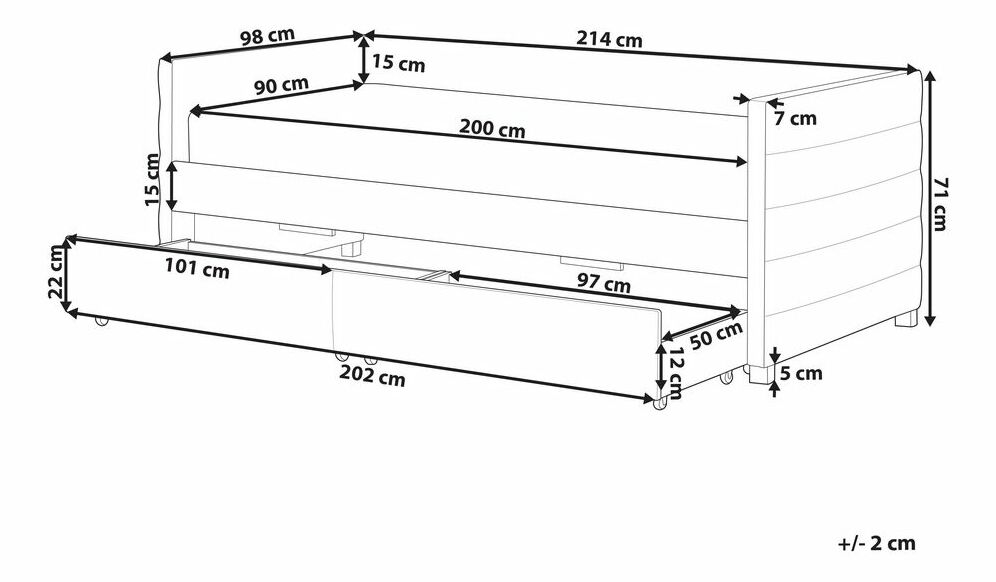 Jednolůžková postel 200 x 90 cm Marza (šedá)