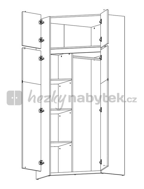 Rohová šatní skříň BRW Academica SZFN2D