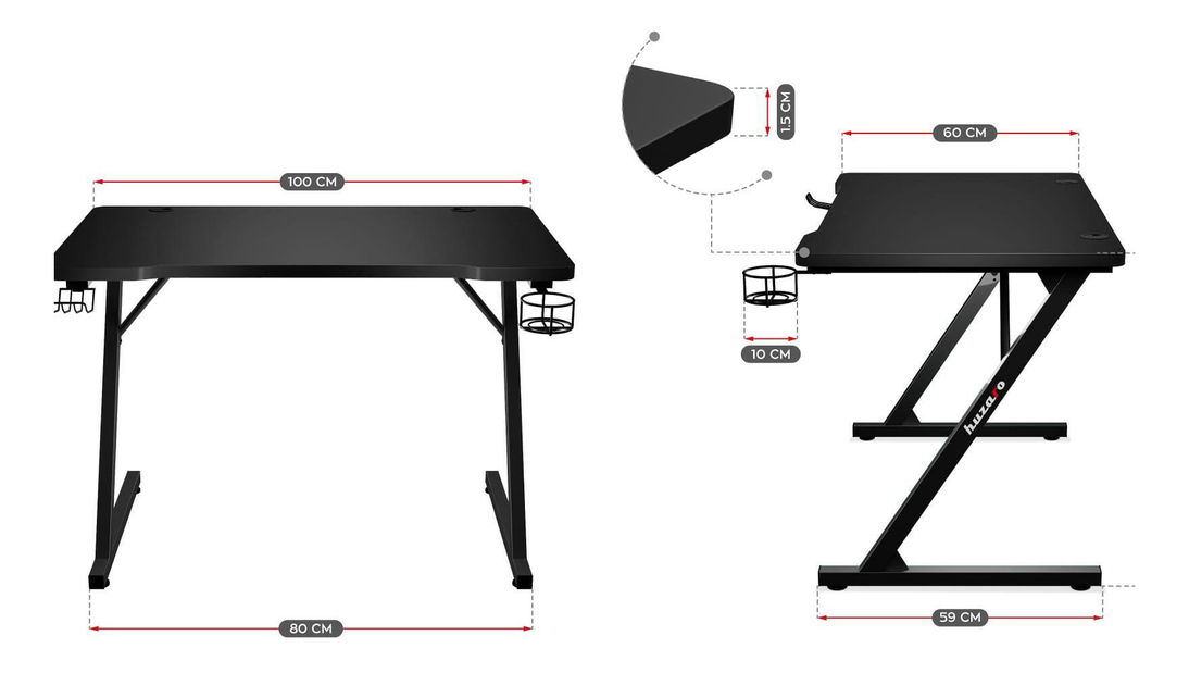 PC stolek Hyperion 1.8 (černá)