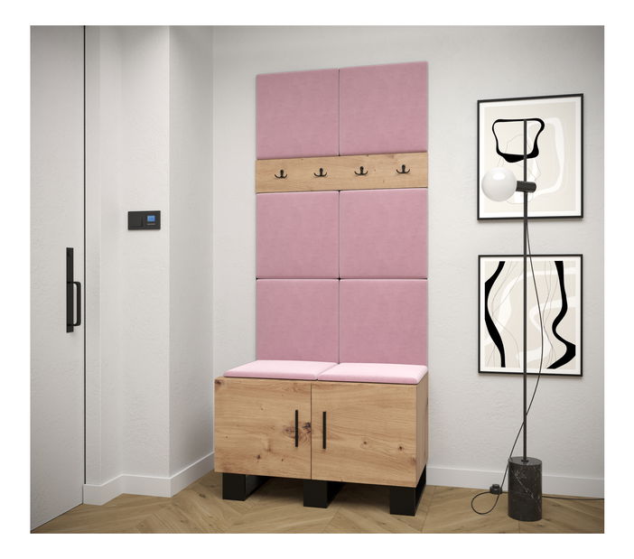 Předsíňová sestava Amanda 4 (dub artisan + růžová)