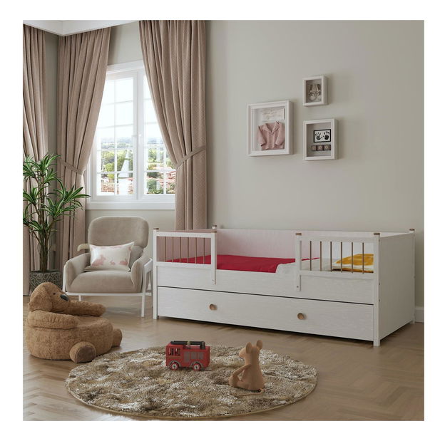 Jednolůžková postel Franc 73 (bílé dřevo)