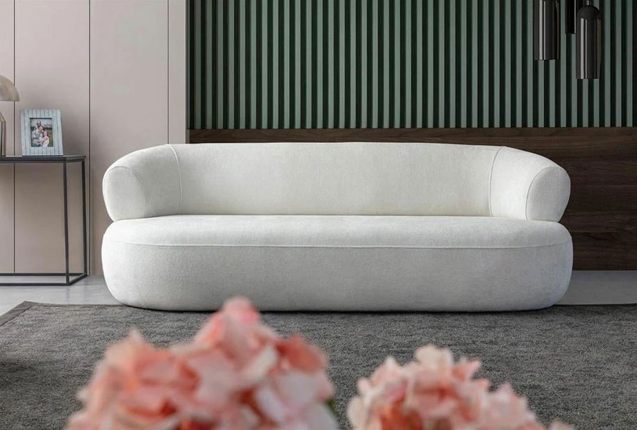 Rozkládací pohovka Puffyna (krémová) (s úl. prostorem)