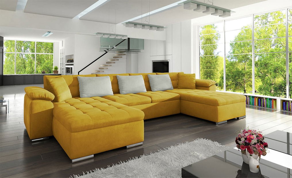 Rohová sedací souprava Wicenzota (žlutá + šedá)
