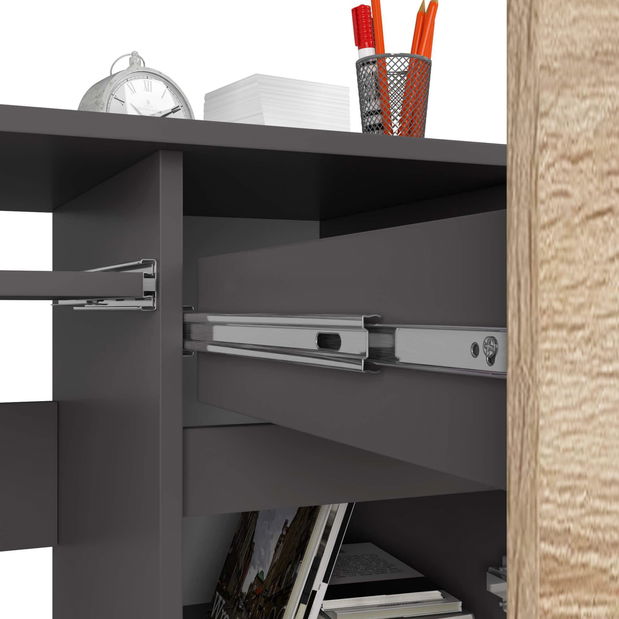 PC stolek Bhaskar (šedá + dub sonoma) (P)