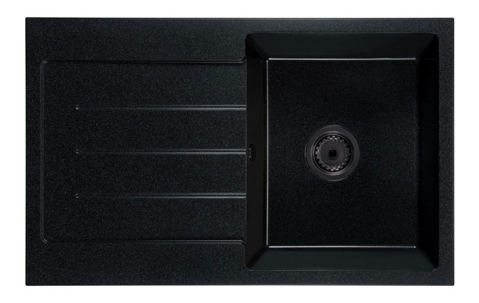 Kuchyňský dřez Ruxom (černá + textura) (bez otvoru pro baterii) (L)