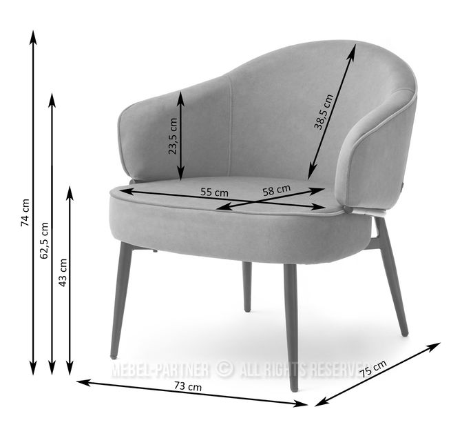 Křeslo Alfredo (šedá + černá)