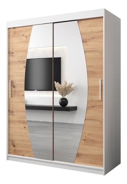 Šatní skříň 150 cm Eclipse (bílá matná + dub artisan)