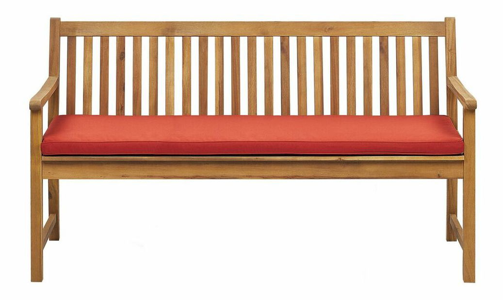 Zahradní lavice 160 cm VESTFOLD (dřevo) (tmavě červený podsedák)