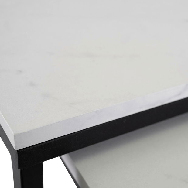 Set 2 konferenčních stolků Ocupa (mramor bílý + černá)