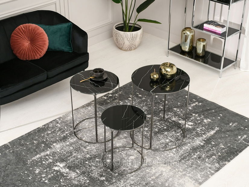 Konferenční stolek Belianni Zest (černý mramor + nikl)