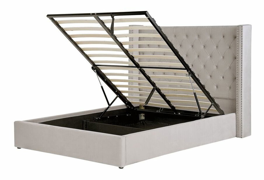 Manželská postel 160 cm Lubbka (šedá) (s roštem) (s úl. prostorem)