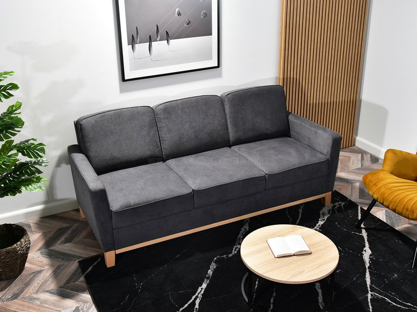 Pohovka trojsedačka Biblioteca (grafitová + dub)